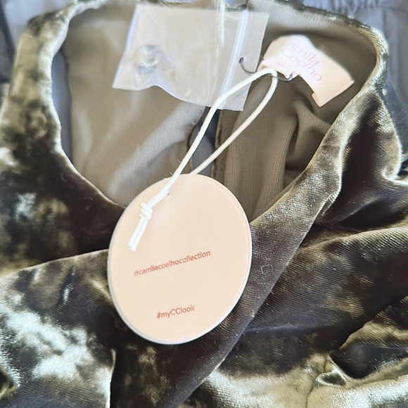 NWT Camila Coelho X Revolve Green Crushed Velvet Maxi Cut Out Dress women size S - Picture 11 of 11